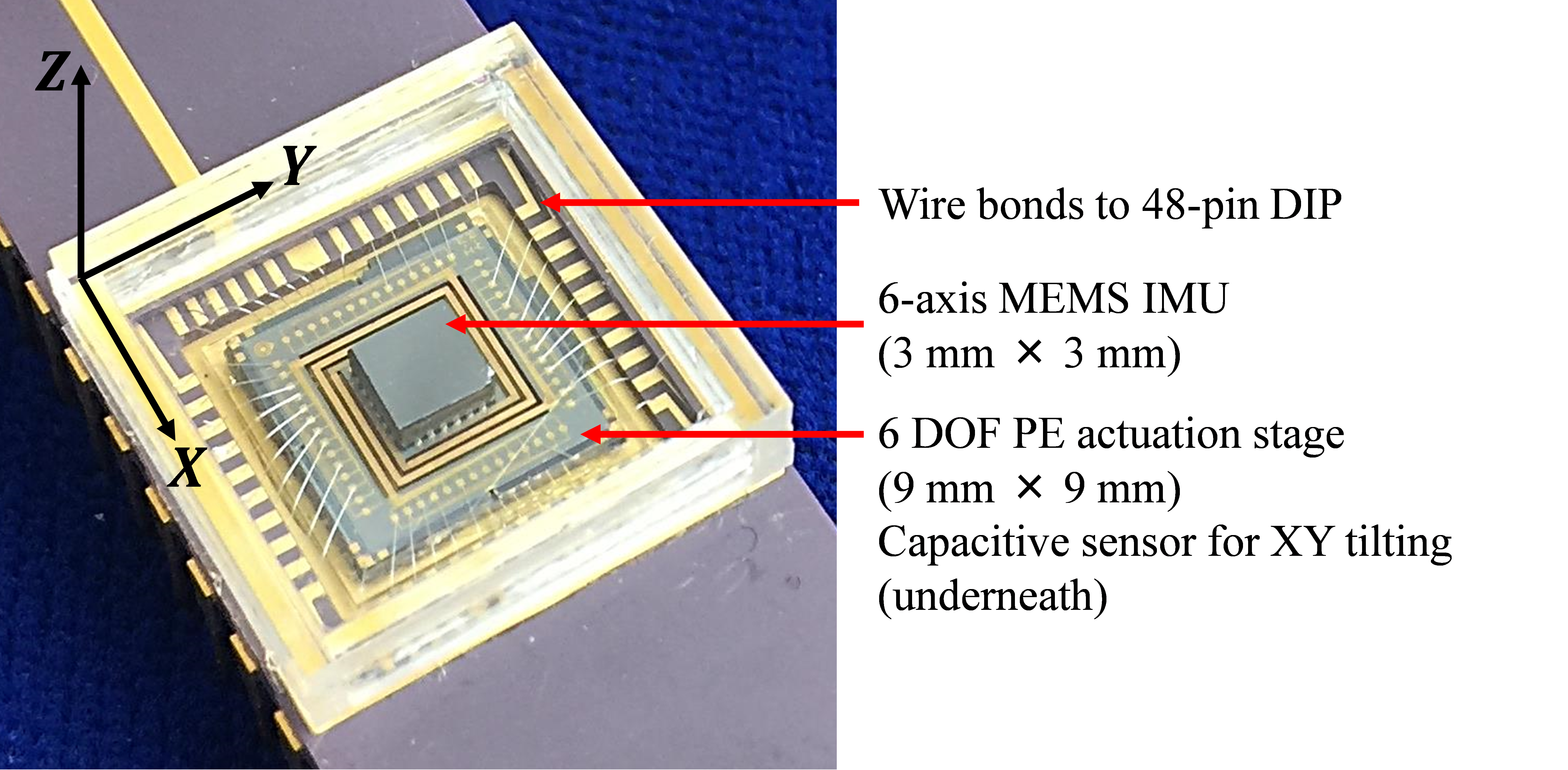 A prototype piezoelectric 6-DOF microstage with inertial sensor payload and electrostatic angular velocity sensing